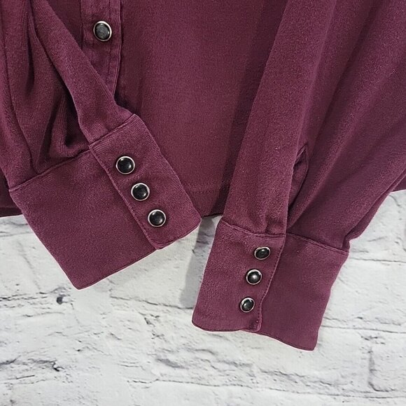 Cruel Girl Western Shirt Jr Sz L Large Maroon Pearl Snaps Cowgirl - Picture 9 of 15